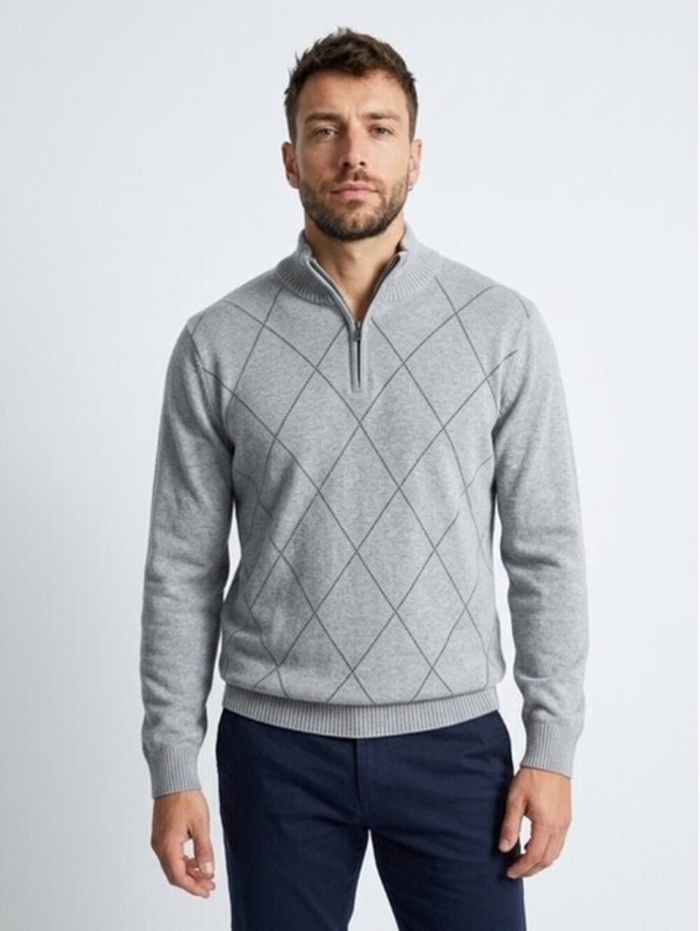 Izod Men's Gray Quarter Zip Pullover Sweater XL